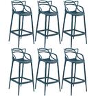 Kit - 6 X Banquetas Altas Masters Allegra - Azul Petróleo
