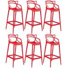 Kit - 6 X Banquetas Altas Masters Allegra - Vermelho