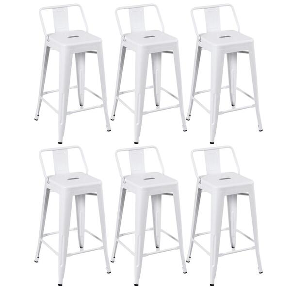 Kit - 6 X Banquetas Médias Iron Tolix Com Encosto - 66 Cm - B