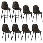 Kit - 6 X Cadeiras + 2 Banquetas Altas Estofadas Montana - Pr