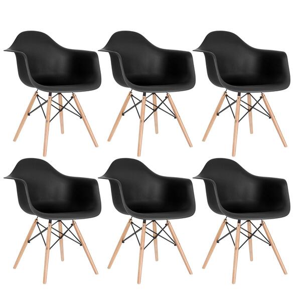 Kit - 6 X Cadeiras Charles Eames Eiffel Daw Com Braços - Base