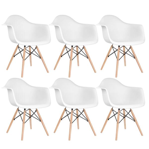 Kit - 6 X Cadeiras Charles Eames Eiffel Daw Com Braços - Base