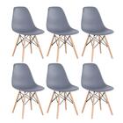 Kit - 6 X Cadeiras Charles Eames Eiffel Dsw - Base De Madeira