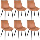 Kit - 6 X Cadeiras Estofadas Chicago - Marrom Caramelo Vintage