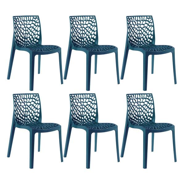 Kit - 6 X Cadeiras Gruvyer - Azul Petróleo