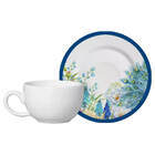 Kit 6 Xícaras Cerâmica Chá Café Pires Pavão Natureza 85ml