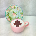 Kit 6 Xícaras Cerâmica Chá Café Pires Pink Garden 85ml