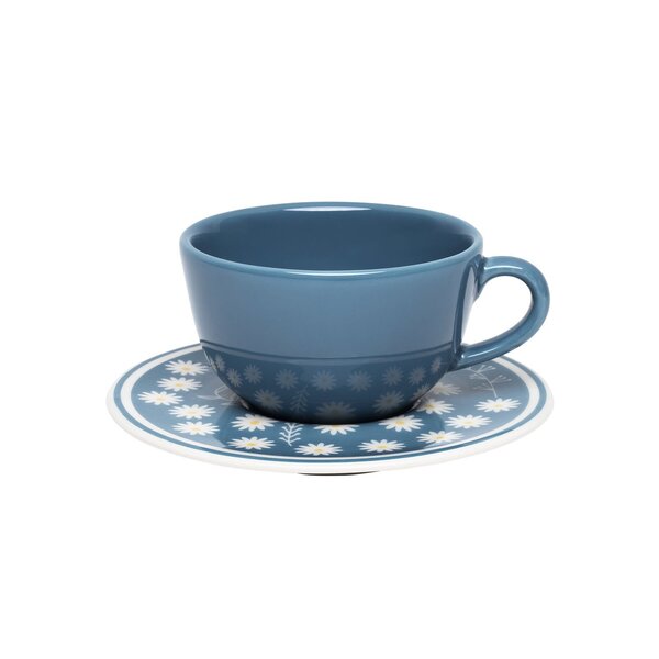 Kit 6 Xícaras Com Pires Unni Daisy Oxford® Cerâmica 200ml