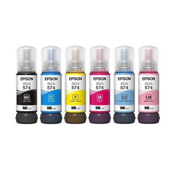Kit 6x Cores Tinta Epson 574 T574 Original P/ L8050 L18050