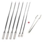 Kit 6x Espetos Inox 40cm Espada, Coração E Pegador De Carnes