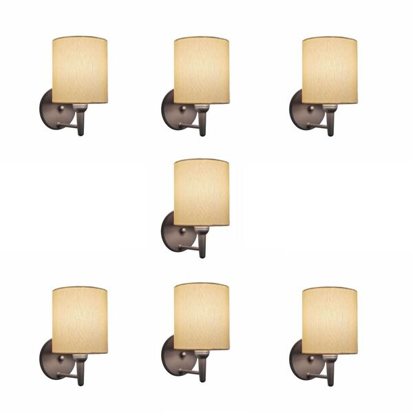 Kit/7 Arandela Cilíndrica Md-2009 Base Cinza Cúpula Em Tecido