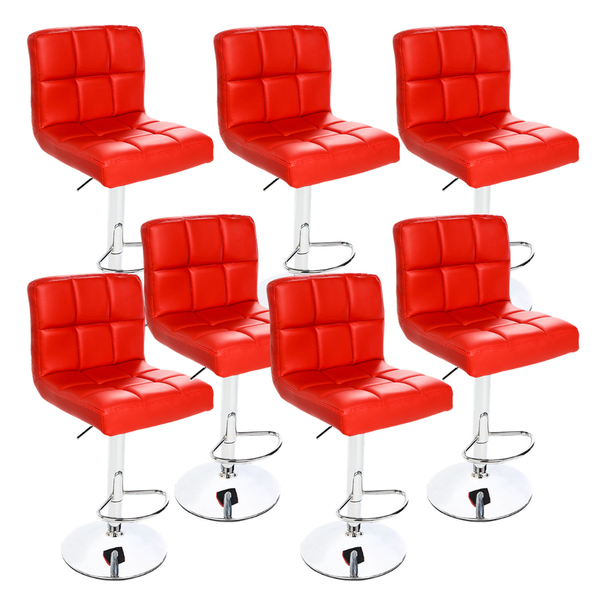 Kit 7 Banqueta Giratória Alta Gomos Vermelho