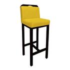 Kit 7 Banquetas Bia Suede Amarelo E Base Preta