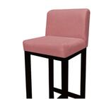 Kit 7 Banquetas Bia Suede Rosê E Base Preta