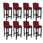 Kit 7 Banquetas Bia Suede Vermelho E Base Preta