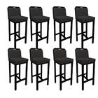 Kit 7 Banquetas Bia Veludinho Cinza Aplique E Base Preta