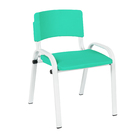 Kit 7 Cadeira Iso Infantil Creche, Escola Base Branco Verde Á