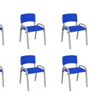 Kit 7 Cadeira Iso Infantil Creche, Escola Base Cinza Azul