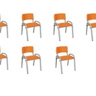 Kit 7 Cadeira Iso Infantil Creche, Escola Base Cinza Laranja
