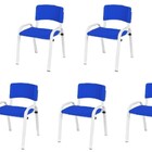 Kit 7 Cadeiras Infantil Iso, Escola, Base Branco- Azul