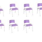 Kit 7 Cadeiras Infantil Iso, Escola, Base Branco- Lilas
