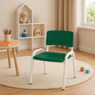 Kit 7 Cadeiras Infantil Iso, Escola, Base Branco- Verde Escuro