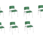 Kit 7 Cadeiras Infantil Iso, Escola, Base Branco- Verde Escuro