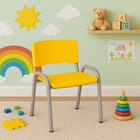 Kit 7 Cadeiras Infantil Iso, Escola, Base Cinza- Amarelo