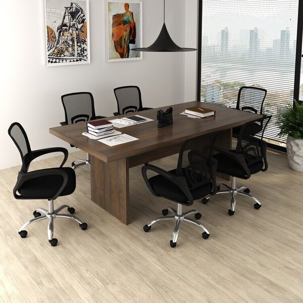 Kit 7 Peças Com Uma Mesa De Reunião E 6 Cadeiras De Escritóri