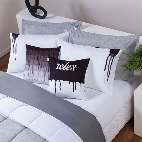 Kit 7 Peças Edredom Queen Linho Hipercal 400 Fios Cinza