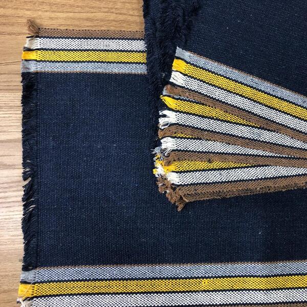 Kit 7 Peças Jogos Americanos Rústicos Listra Amarela +trilho