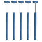 Kit 7 Pendente Luminária Tubo Azul 50 Cm + Lâmpada Led Branco