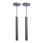 Kit 7 Pendente Luminária Tubo Cinza 30 Cm + Lâmpada Led Branc