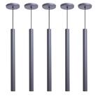 Kit 7 Pendente Luminária Tubo Cinza 50 Cm + Lâmpada Led Branc