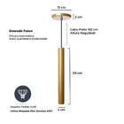 Kit 7 Pendente Luminária Tubo Dourado Fosco 30 Cm + Led 4w Lâ