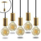 Kit 7 Pendente Soquete Copinho E27 Dourado + Led G95