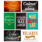 Kit 7 Placas Decorativas Mdf Frases Lar Milagres 20x30 Cm