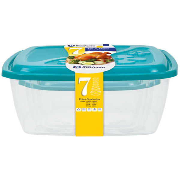 Kit 7 Potes Cozinha Mantimentos Vasilha Rischioto Plástico Ta
