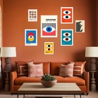 Kit 7 Quadros Bauhaus - Famous Geometric Abstract Moldura:mad