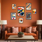 Kit 7 Quadros Decorativos Bauhaus - Posters - Com Vidro Moldu