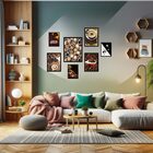 Kit 7 Quadros Decorativos Café - Com Vidro Moldura:madeira Pr