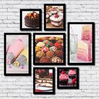 Kit 7 Quadros Decorativos Confeitaria Bolo Decoração Cozinha