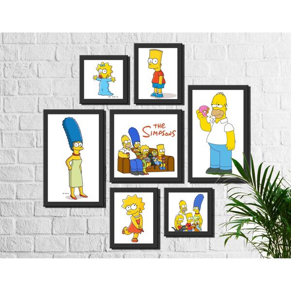 Kit 7 Quadros Decorativos Familia Simpsons