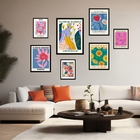 Kit 7 Quadros Decorativos Flower Market Cidades - Com Vidro M