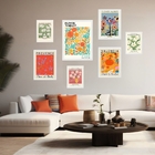 Kit 7 Quadros Decorativos Flower Market Cities Moldura:madeir