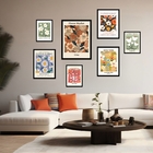 Kit 7 Quadros Decorativos Flower Market - Com Vidro Moldura:m