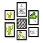 Kit 7 Quadros Decorativos Frases e Flores