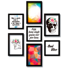 Kit 7 Quadros Decorativos Frases e Geométricos