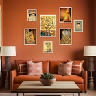 Kit 7 Quadros Decorativos Gustav Klimt Moldura:madeira Branca