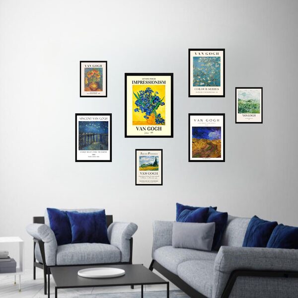 Kit 7 Quadros Decorativos Van Gogh Paisagens - Com Vidro Mold